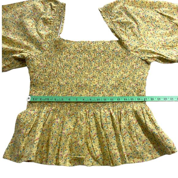 a.n.a a new approach Woman Yellow Shirred Blouse puff sleeves SZ/ XLT - Picture 4 of 10